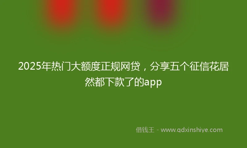 2025年热门大额度正规网贷，分享五个征信花居然都下款了的app