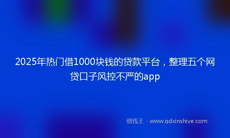 2025年热门借1000块钱的贷款平台，整理五个网贷口子风控不严的app
