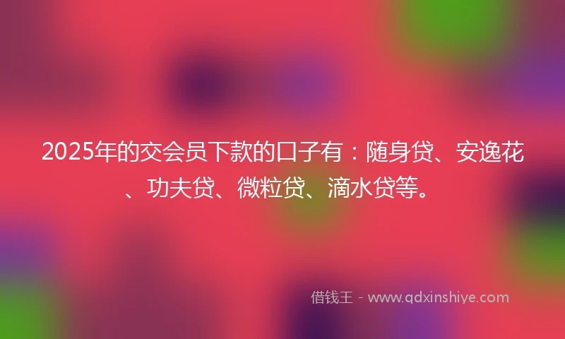 2025年的交会员下款的口子有：随身贷、安逸花、功夫贷、微粒贷、滴水贷等。