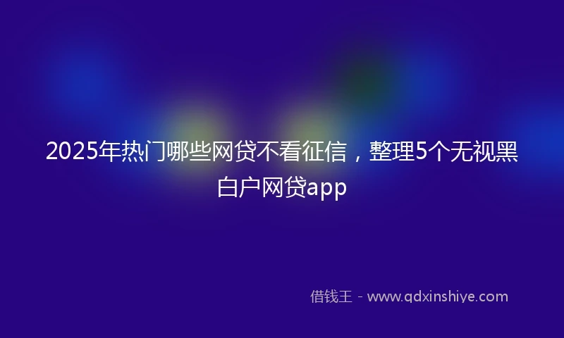 2025年热门哪些网贷不看征信,整理5个无视黑白户网贷app