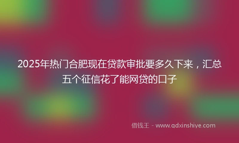 2025年热门合肥现在贷款审批要多久下来，汇总五个征信花了能网贷的口子