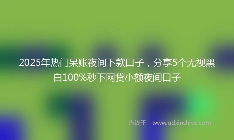 2025年热门呆账夜间下款口子，分享5个无视黑白100%秒下网贷小额夜间口子