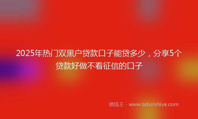 2025年热门双黑户贷款口子能贷多少，分享5个贷款好做不看征信的口子