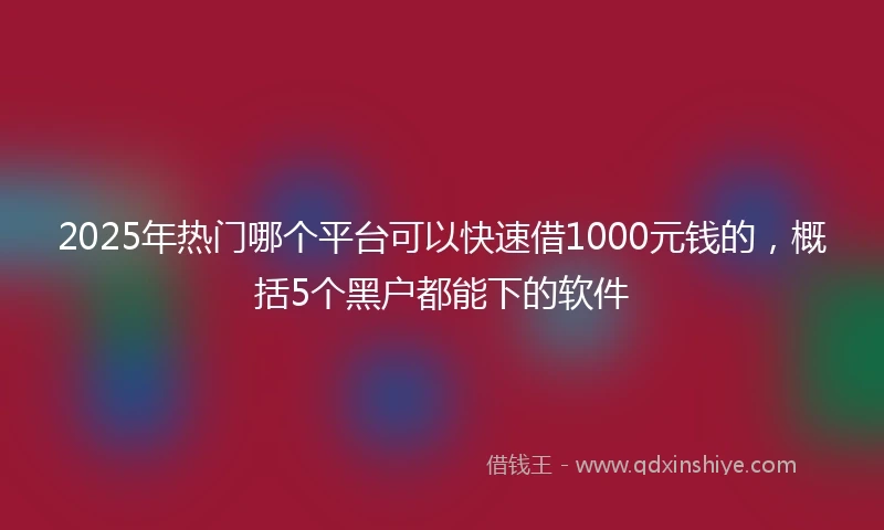 2025年热门哪个平台可以快速借1000元钱的，概括5个黑户都能下的软件