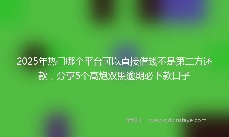 2025年热门哪个平台可以直接借钱不是第三方还款,分享5个高炮双黑逾期必下款口子