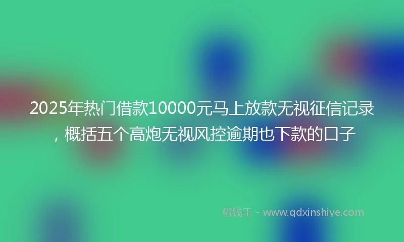 2025年热门借款10000元马上放款无视征信记录，概括五个高炮无视风控逾期也下款的口子