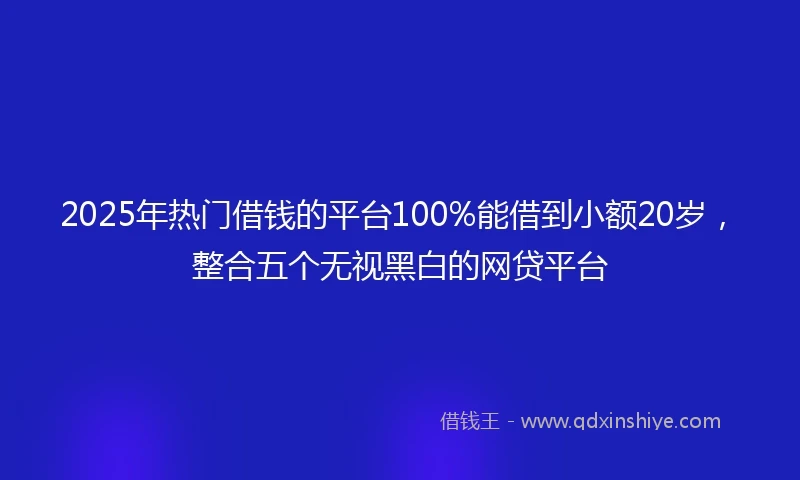 2025年热门借钱的平台100%能借到小额20岁，整合五个无视黑白的网贷平台
