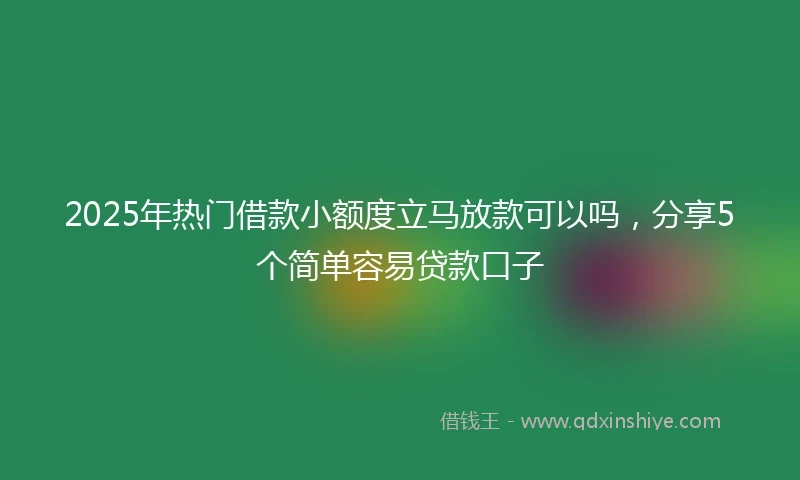 2025年热门借款小额度立马放款可以吗，分享5个简单容易贷款口子