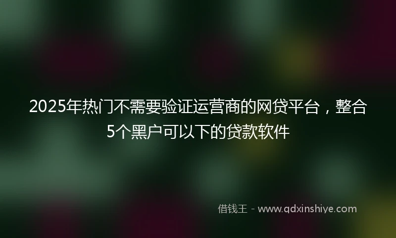 2025年热门不需要验证运营商的网贷平台，整合5个黑户可以下的贷款软件