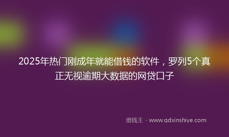 2025年热门刚成年就能借钱的软件，罗列5个真正无视逾期大数据的网贷口子