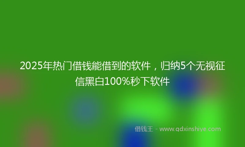 2025年热门借钱能借到的软件，归纳5个无视征信黑白100%秒下软件