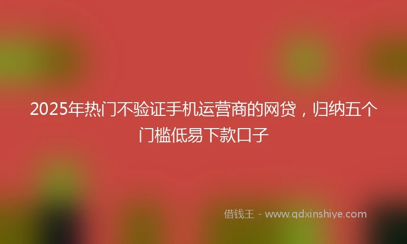 2025年热门不验证手机运营商的网贷，归纳五个门槛低易下款口子