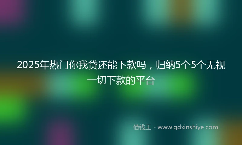 2025年热门你我贷还能下款吗，归纳5个5个无视一切下款的平台