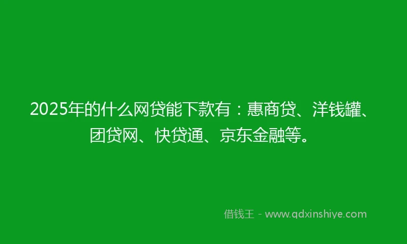 2025年的什么网贷能下款有：惠商贷、洋钱罐、团贷网、快贷通、京东金融等。