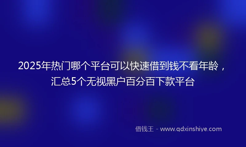 2025年热门哪个平台可以快速借到钱不看年龄，汇总5个无视黑户百分百下款平台