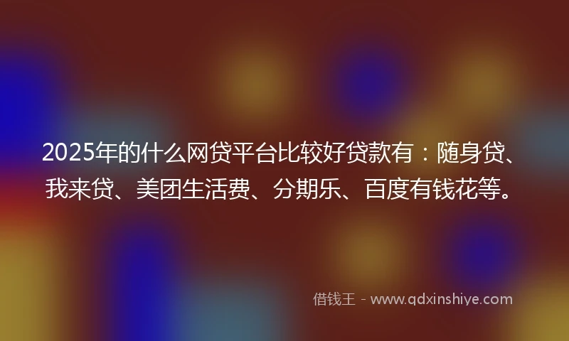 2025年的什么网贷平台比较好贷款有：随身贷、我来贷、美团生活费、分期乐、百度有钱花等。