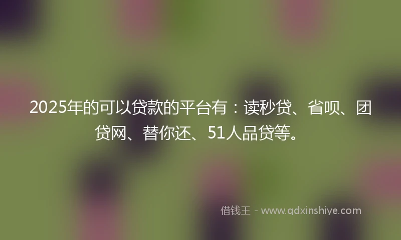 2025年的可以贷款的平台有：读秒贷、省呗、团贷网、替你还、51人品贷等。
