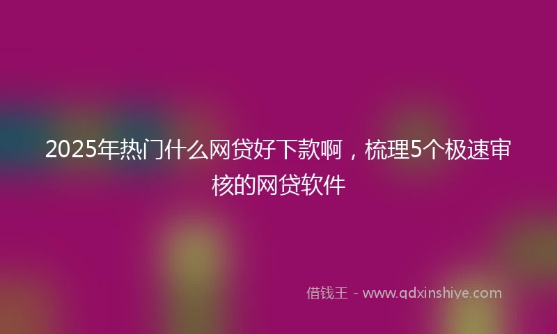 2025年热门什么网贷好下款啊，梳理5个极速审核的网贷软件