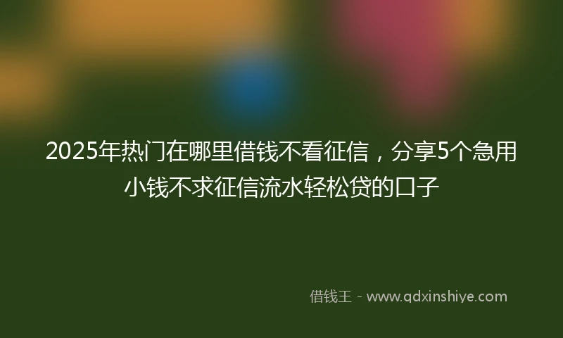 2025年热门在哪里借钱不看征信，分享5个急用小钱不求征信流水轻松贷的口子