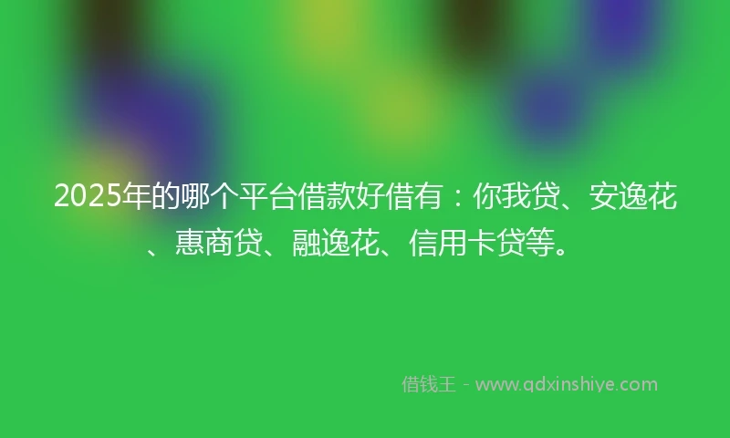 2025年的哪个平台借款好借有：你我贷、安逸花、惠商贷、融逸花、信用卡贷等。