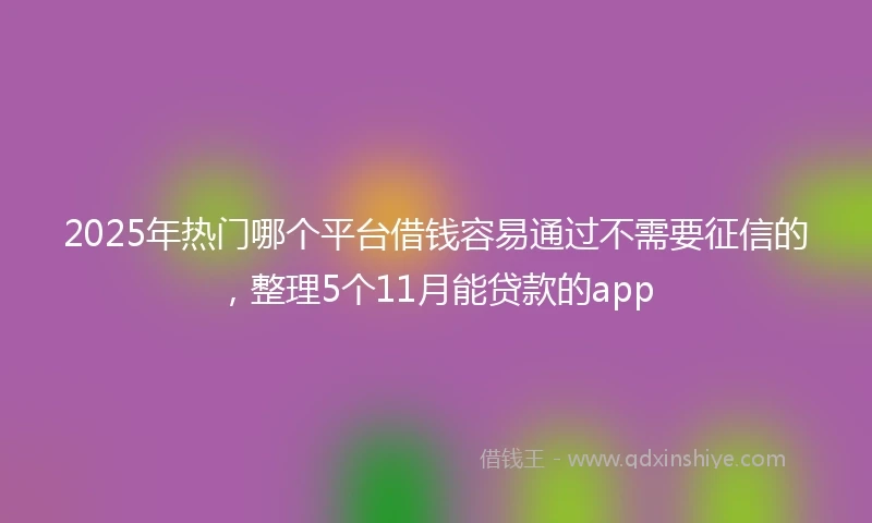 2025年热门哪个平台借钱容易通过不需要征信的，整理5个11月能贷款的app