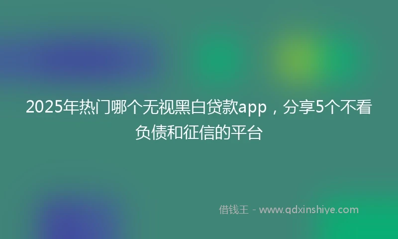 2025年热门哪个无视黑白贷款app，分享5个不看负债和征信的平台