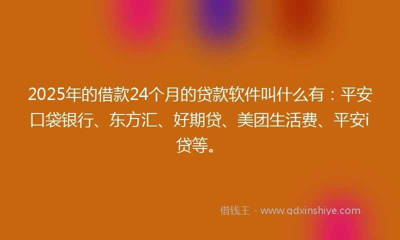 2025年的借款24个月的贷款软件叫什么有：平安口袋银行、东方汇、好期贷、美团生活费、平安i贷等。