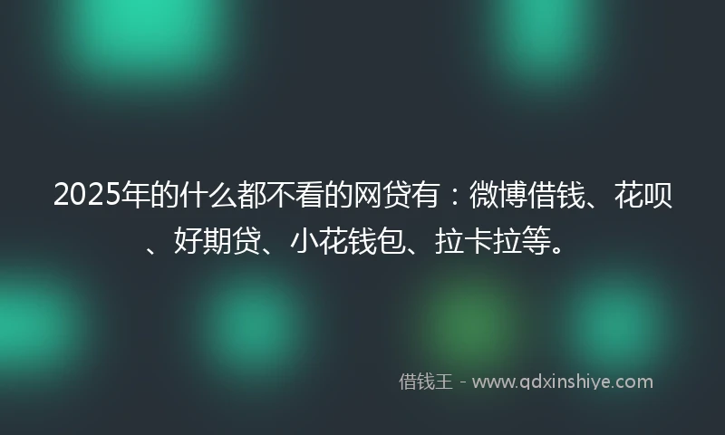 2025年的什么都不看的网贷有：微博借钱、花呗、好期贷、小花钱包、拉卡拉等。