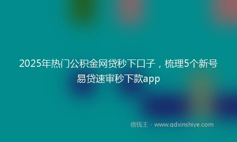 2025年热门公积金网贷秒下口子，梳理5个新号易贷速审秒下款app