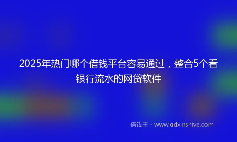 2025年热门哪个借钱平台容易通过，整合5个看银行流水的网贷软件