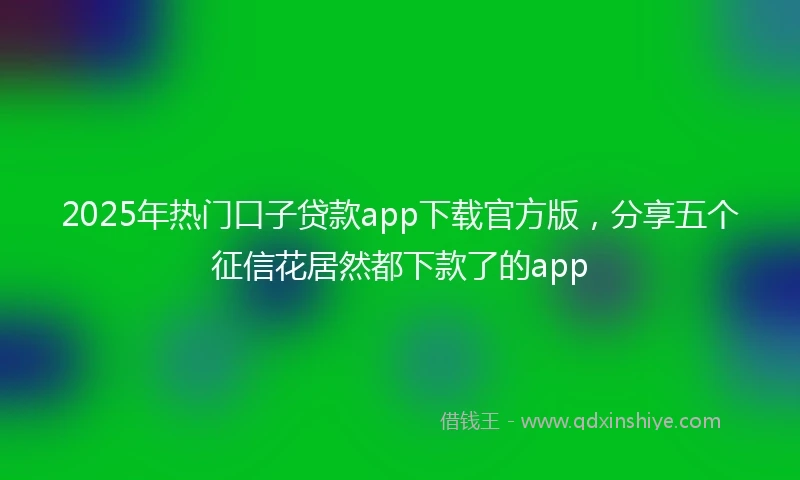 2025年热门口子贷款app下载官方版，分享五个征信花居然都下款了的app