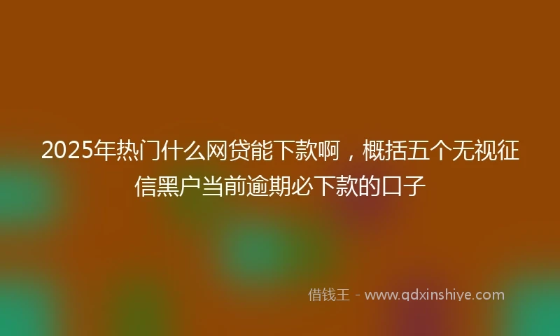 2025年热门什么网贷能下款啊，概括五个无视征信黑户当前逾期必下款的口子