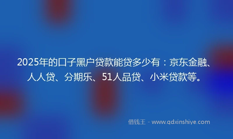 2025年的口子黑户贷款能贷多少有：京东金融、人人贷、分期乐、51人品贷、小米贷款等。