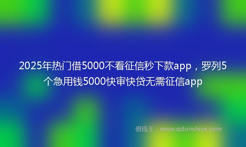 2025年热门借5000不看征信秒下款app，罗列5个急用钱5000快审快贷无需征信app