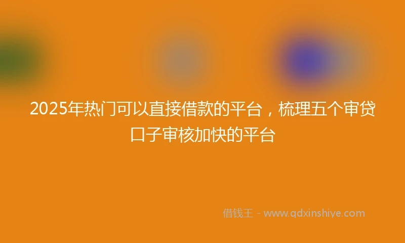 2025年热门可以直接借款的平台，梳理五个审贷口子审核加快的平台