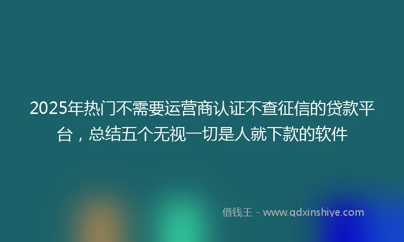 2025年热门不需要运营商认证不查征信的贷款平台，总结五个无视一切是人就下款的软件