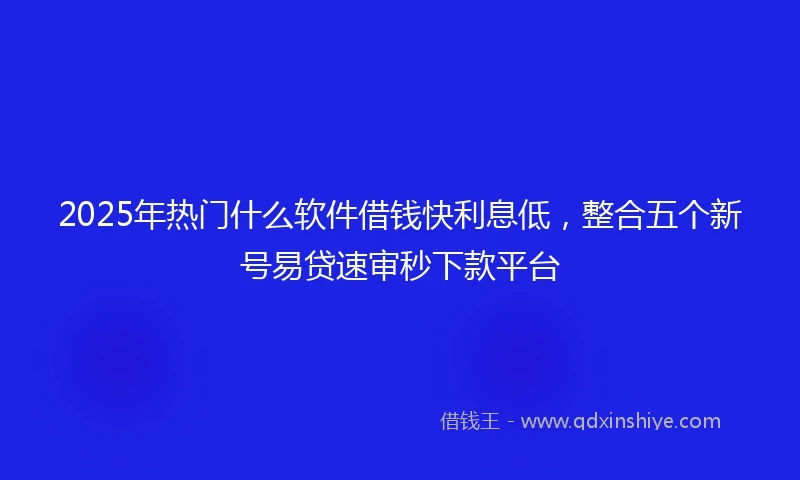2025年热门什么软件借钱快利息低，整合五个新号易贷速审秒下款平台