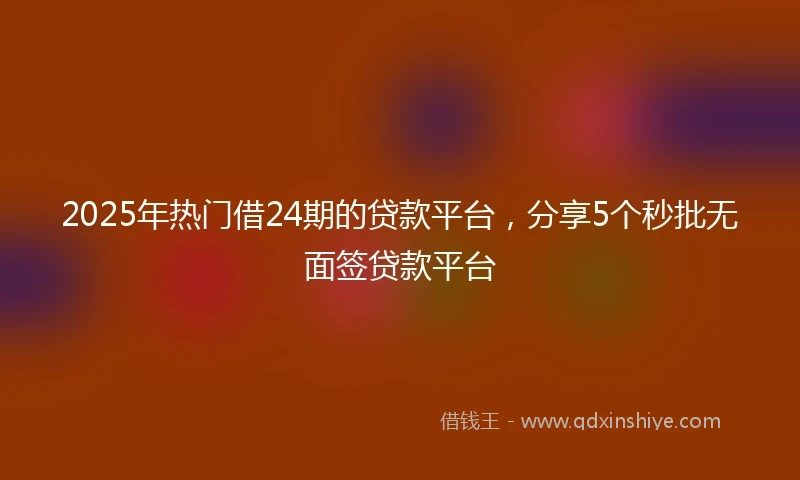 2025年热门借24期的贷款平台,分享5个秒批无面签贷款平台