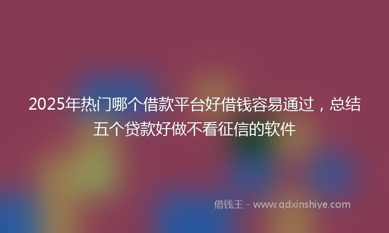 2025年热门哪个借款平台好借钱容易通过，总结五个贷款好做不看征信的软件