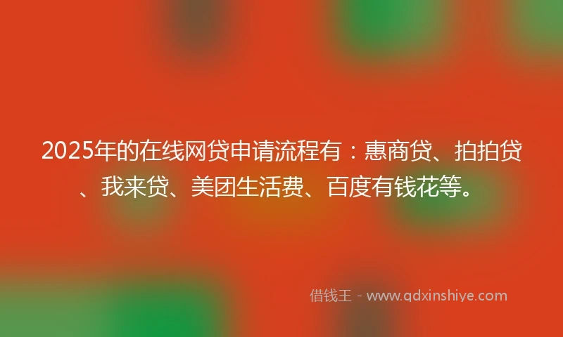 2025年的在线网贷申请流程有：惠商贷、拍拍贷、我来贷、美团生活费、百度有钱花等。