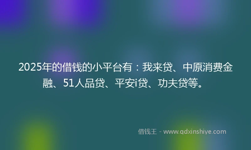 2025年的借钱的小平台有：我来贷、中原消费金融、51人品贷、平安i贷、功夫贷等。