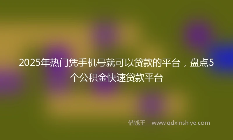 2025年热门凭手机号就可以贷款的平台，盘点5个公积金快速贷款平台