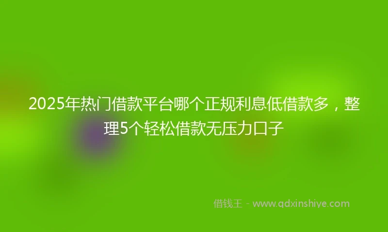 2025年热门借款平台哪个正规利息低借款多，整理5个轻松借款无压力口子