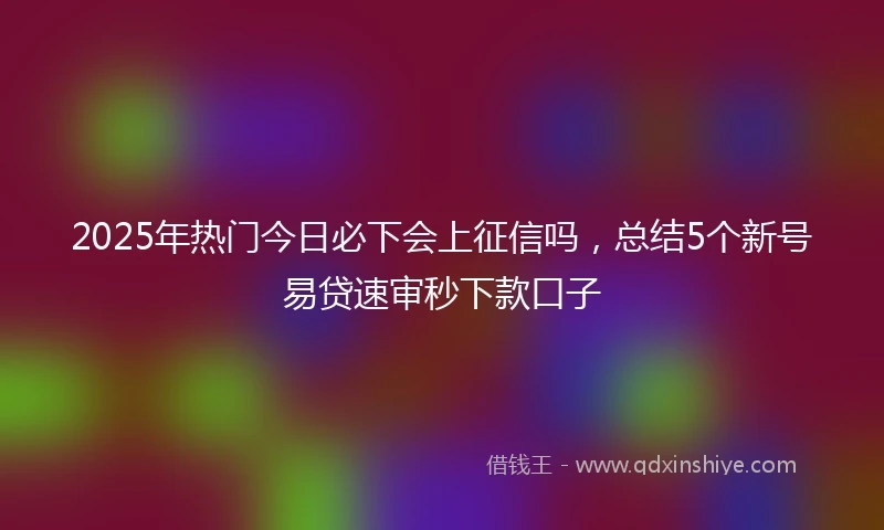 2025年热门今日必下会上征信吗，总结5个新号易贷速审秒下款口子