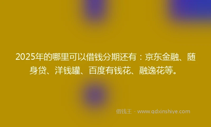 2025年的哪里可以借钱分期还有：京东金融、随身贷、洋钱罐、百度有钱花、融逸花等。