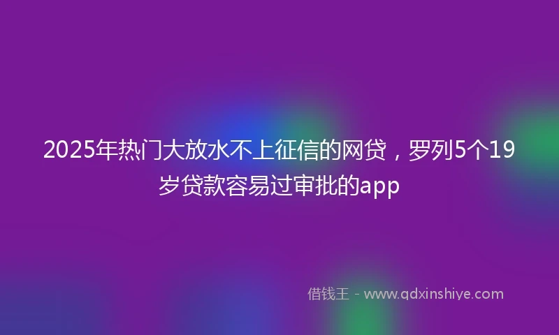 2025年热门大放水不上征信的网贷，罗列5个19岁贷款容易过审批的app