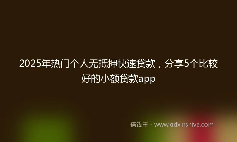 2025年热门个人无抵押快速贷款，分享5个比较好的小额贷款app
