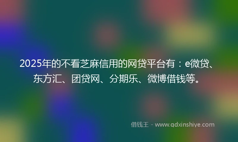 2025年的不看芝麻信用的网贷平台有：e微贷、东方汇、团贷网、分期乐、微博借钱等。