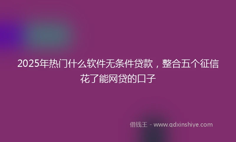 2025年热门什么软件无条件贷款,整合五个征信花了能网贷的口子