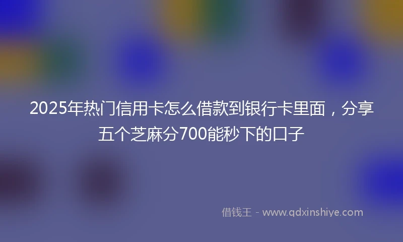 2025年热门信用卡怎么借款到银行卡里面，分享五个芝麻分700能秒下的口子